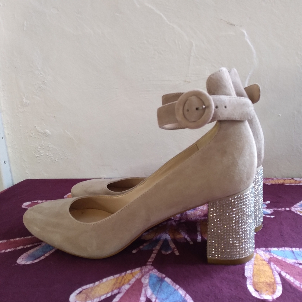 Karl Lagerfeld Solaine Rhinestone Heel Leather Shoe